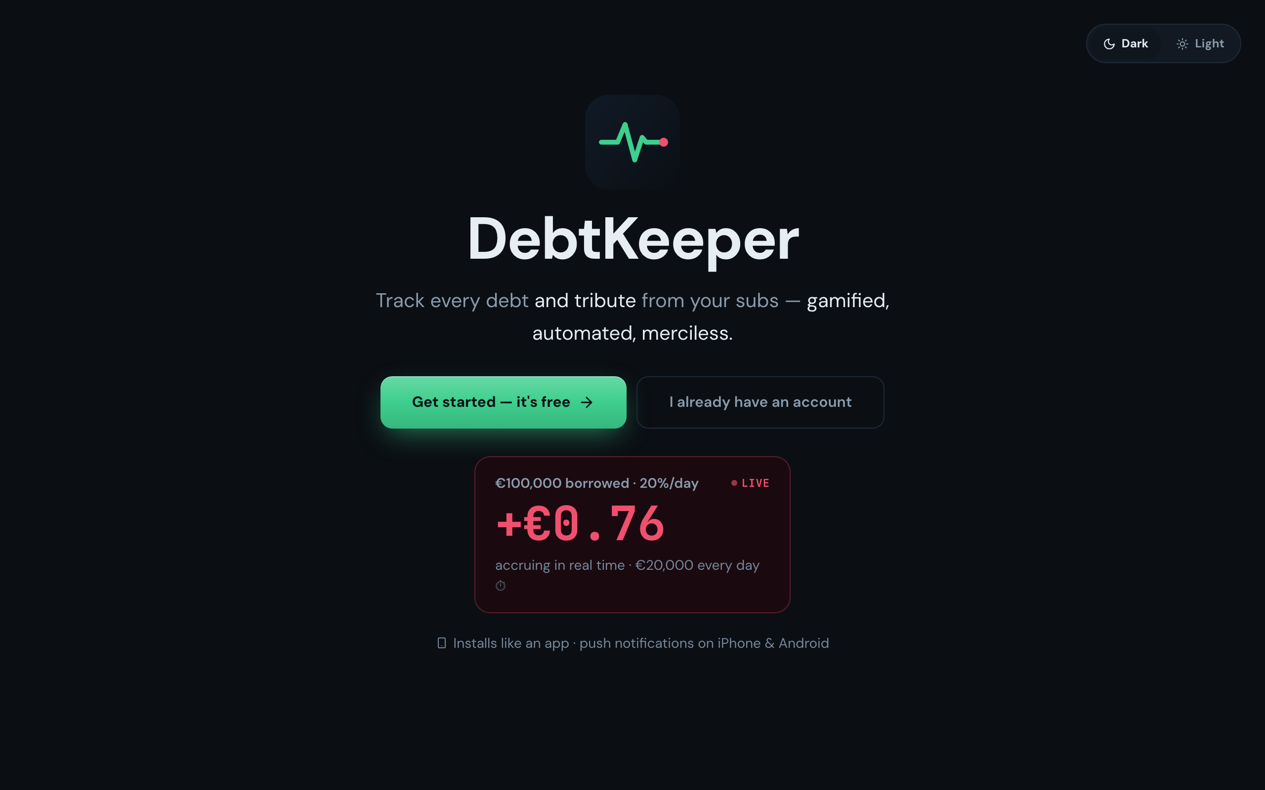 DebtKeeper — live site